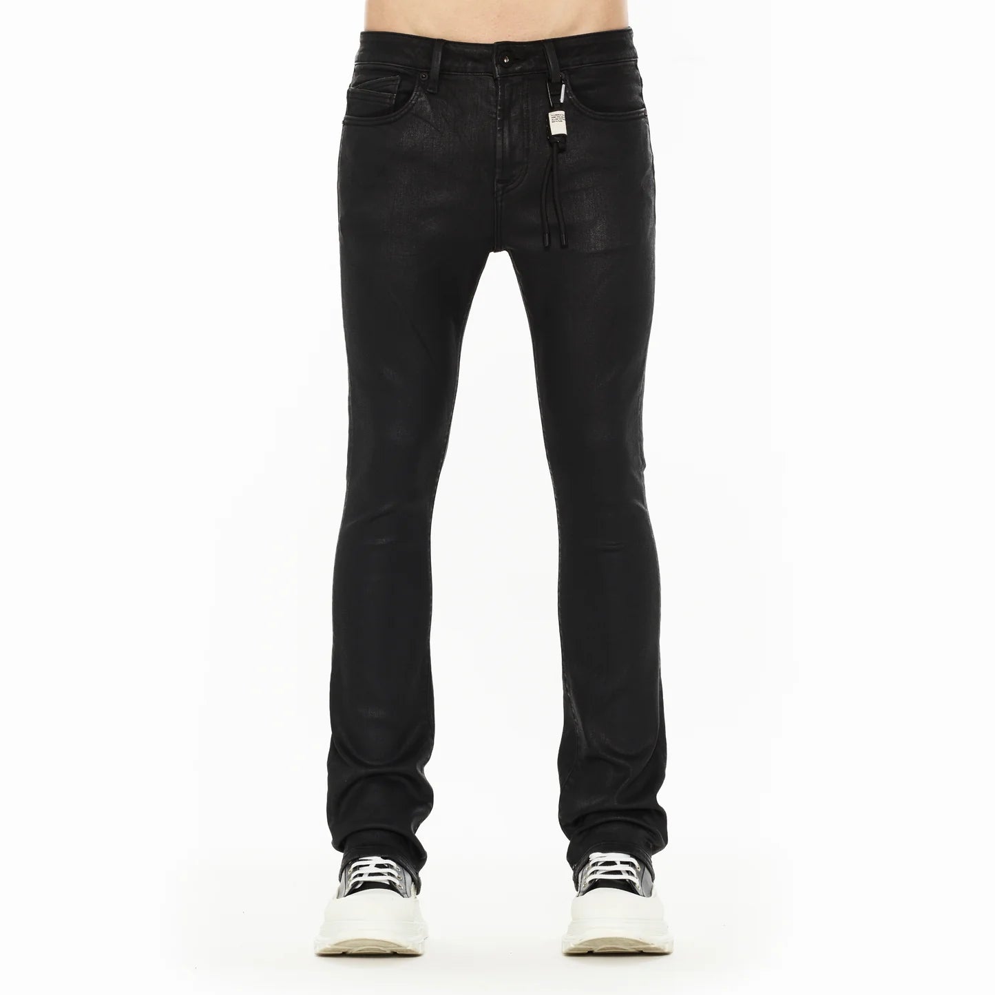 Cult black coated bootcut denims