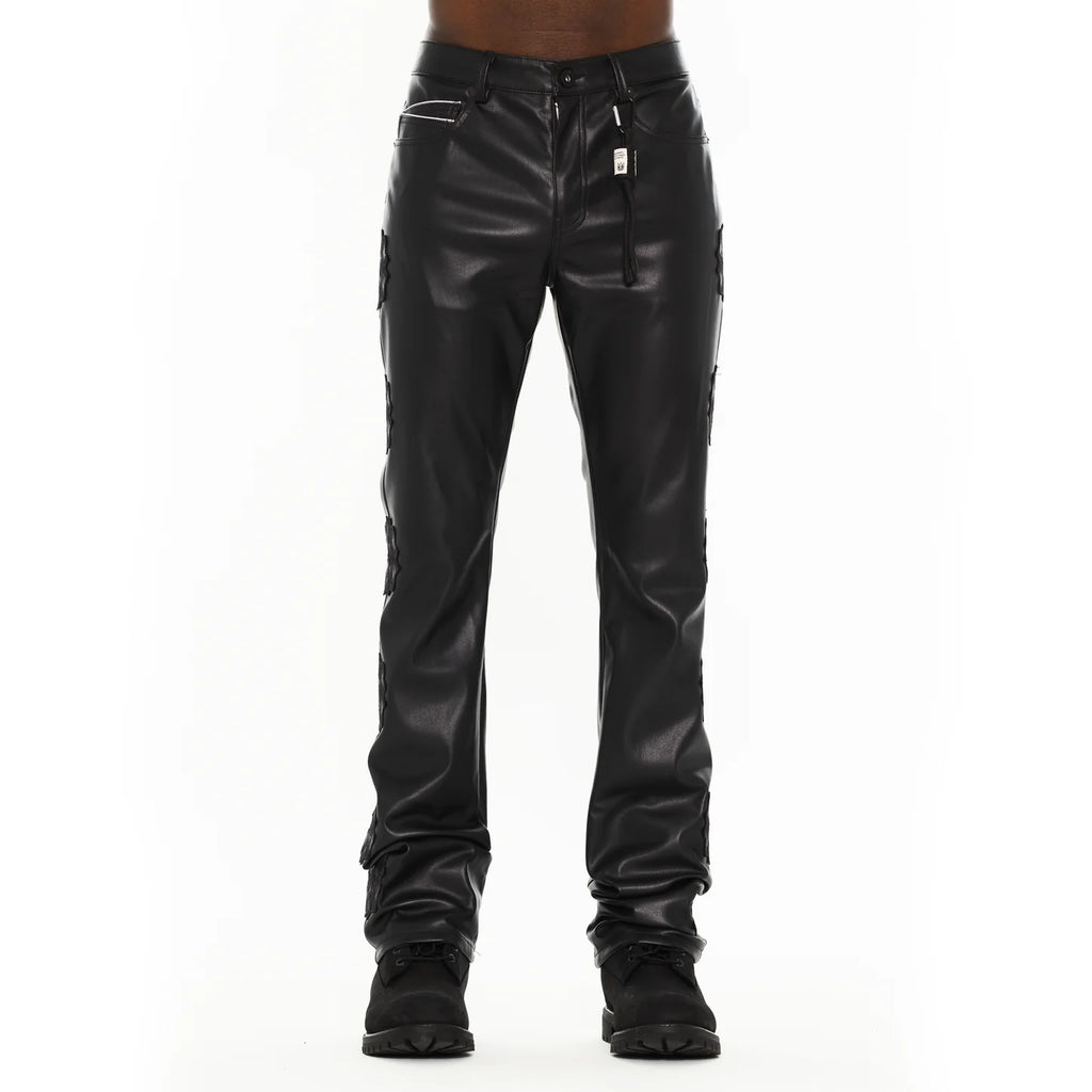 Cult black faux leather bootcut