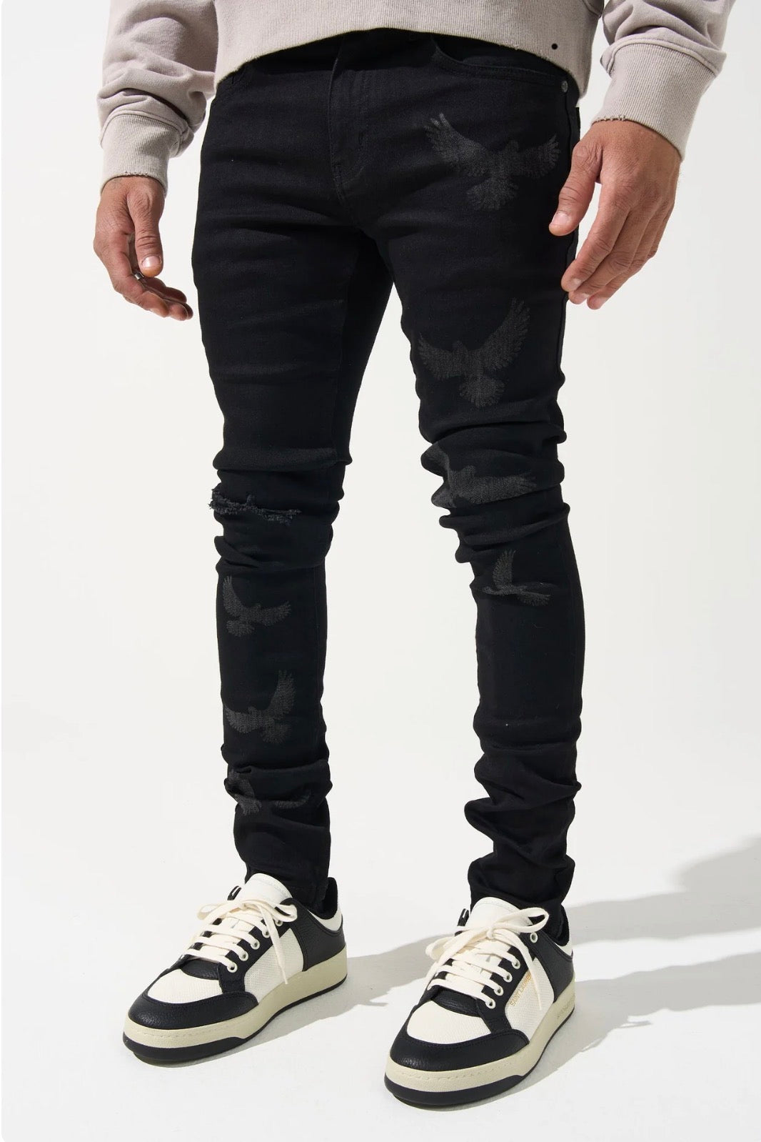 Serenede blk peace fitted denims