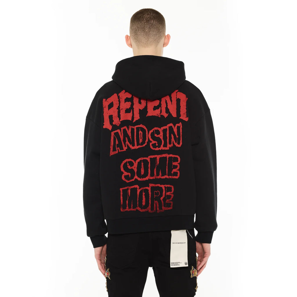 Cult blk novelty repent hoodie