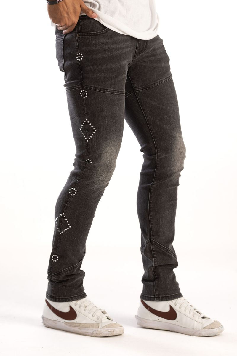 Kindred blk studded skinny denims