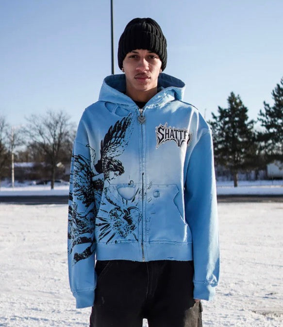 Shattered blu feelings hoodie