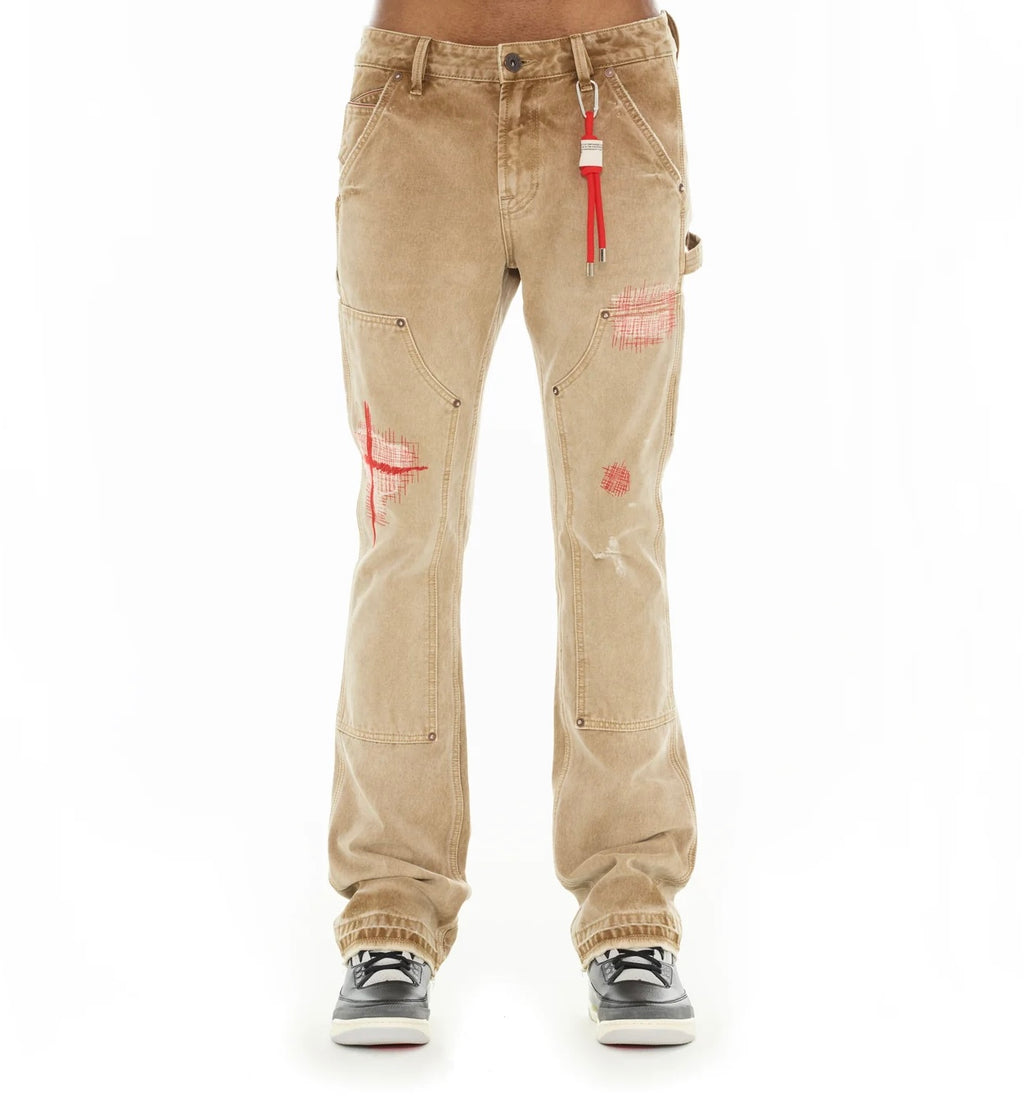 cult khaki canvas bootcut denims