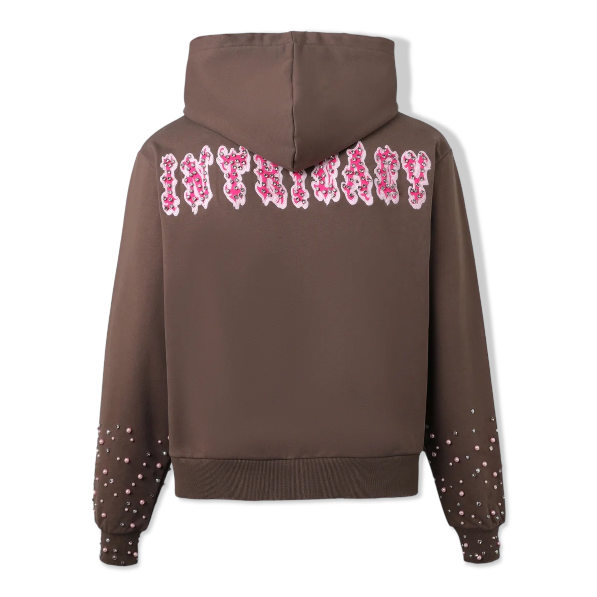 Lostintric brown pink patch hoodie