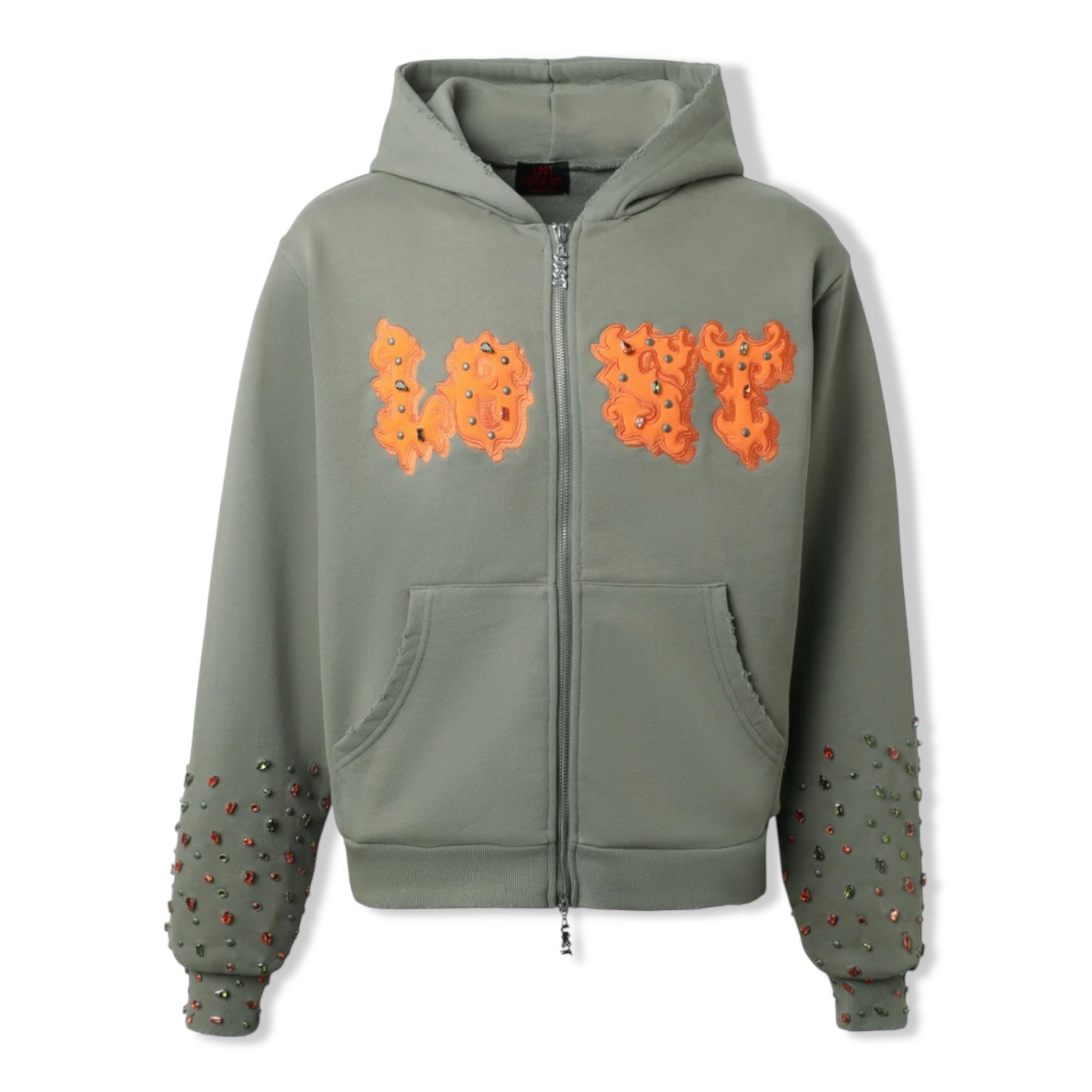 Lostintric green orange patch hoodie