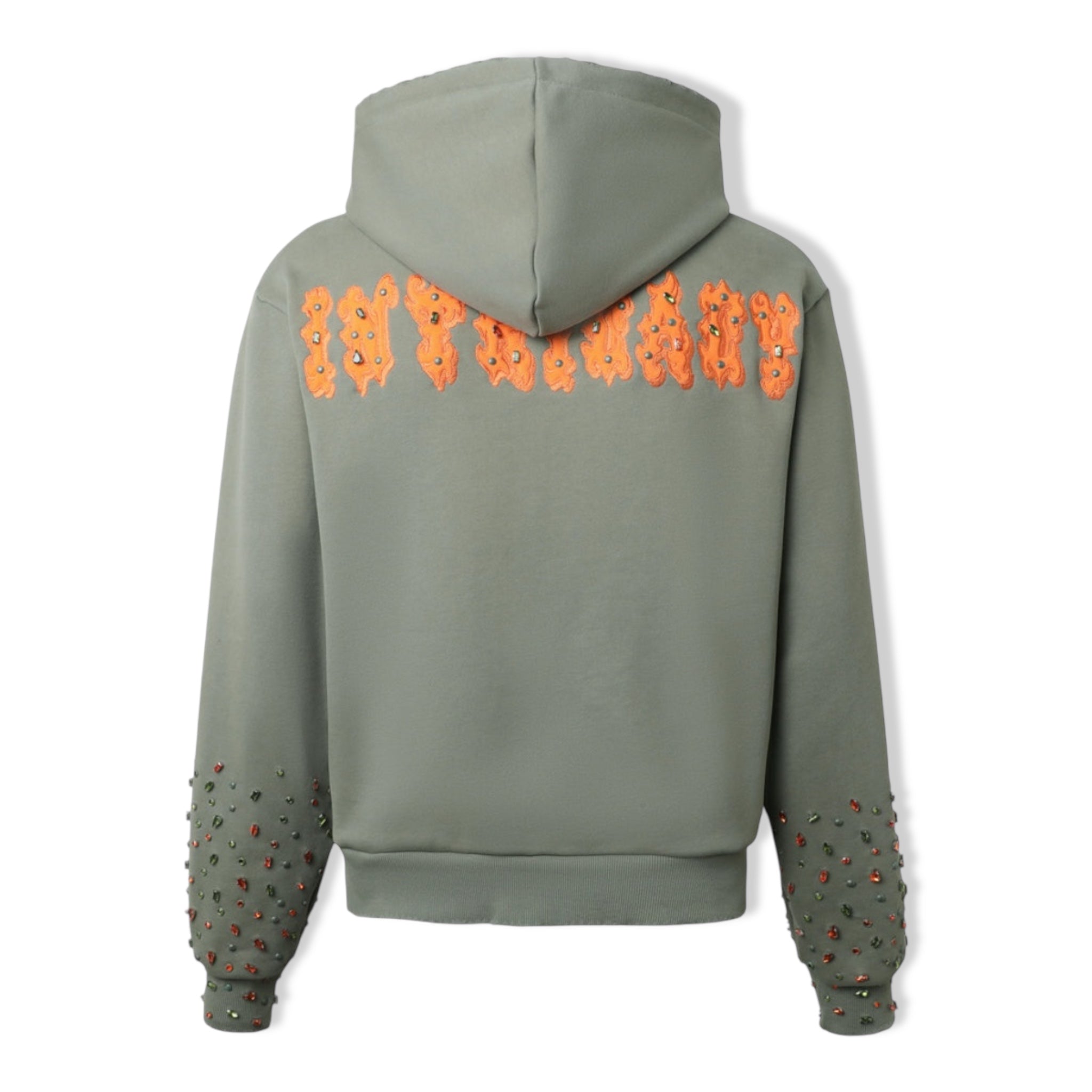 Lostintric green orange patch hoodie