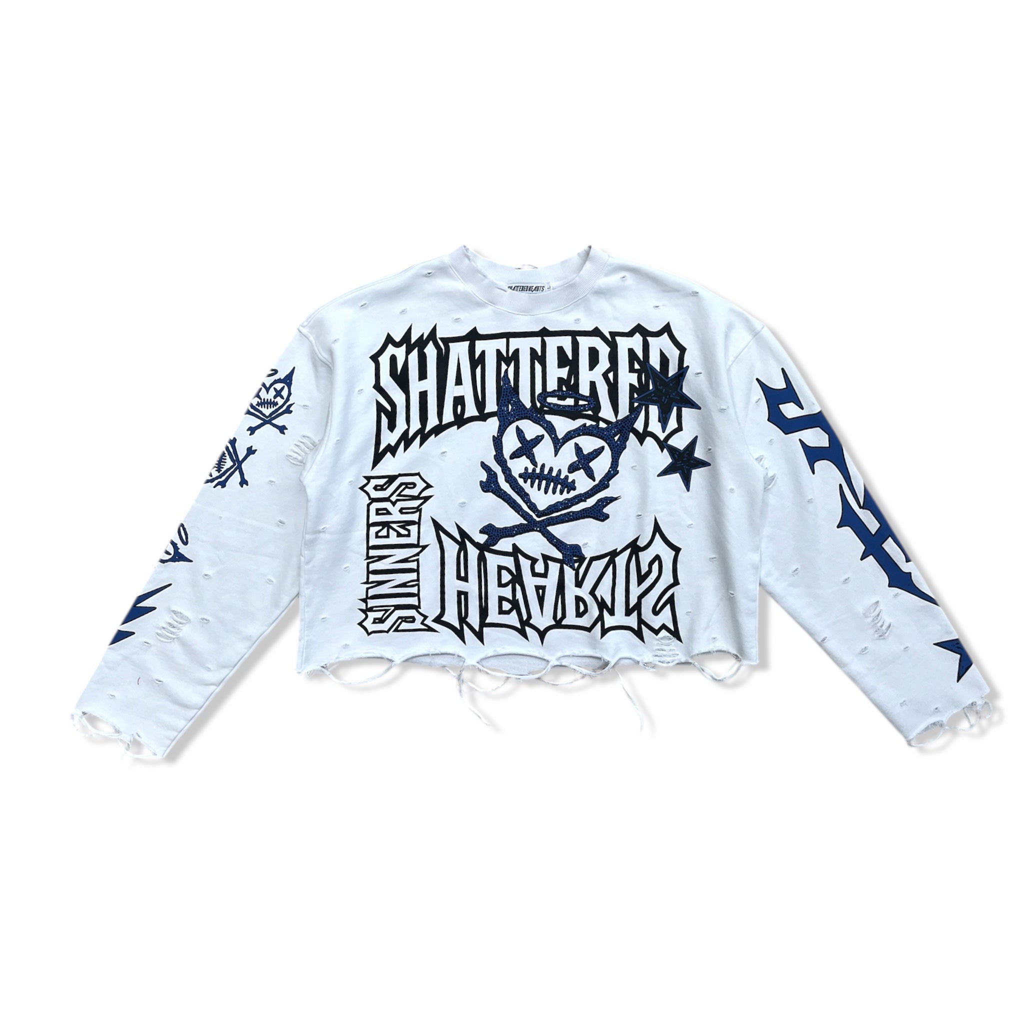Shattered white and blue sweater