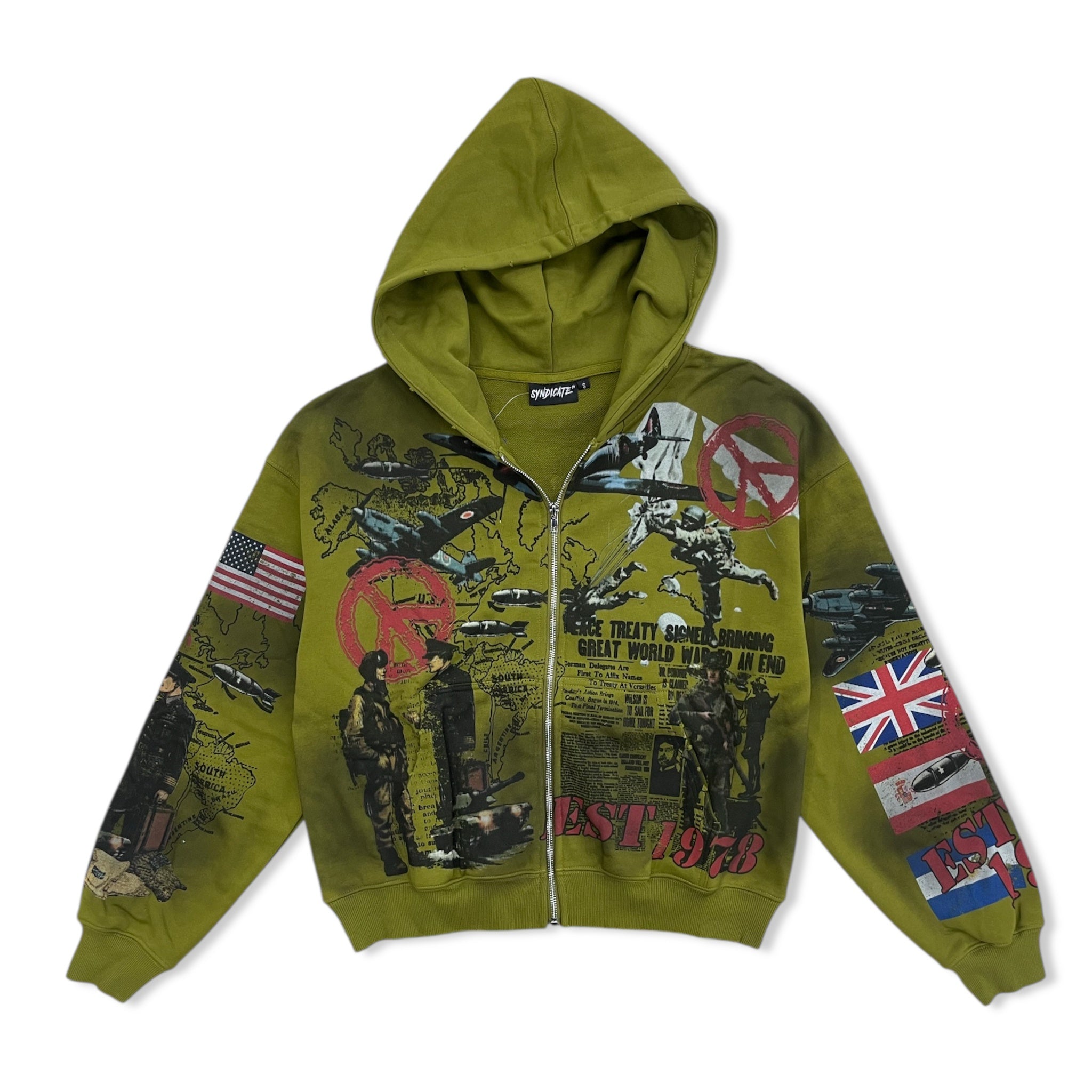 Syndicate olive peace hoodie