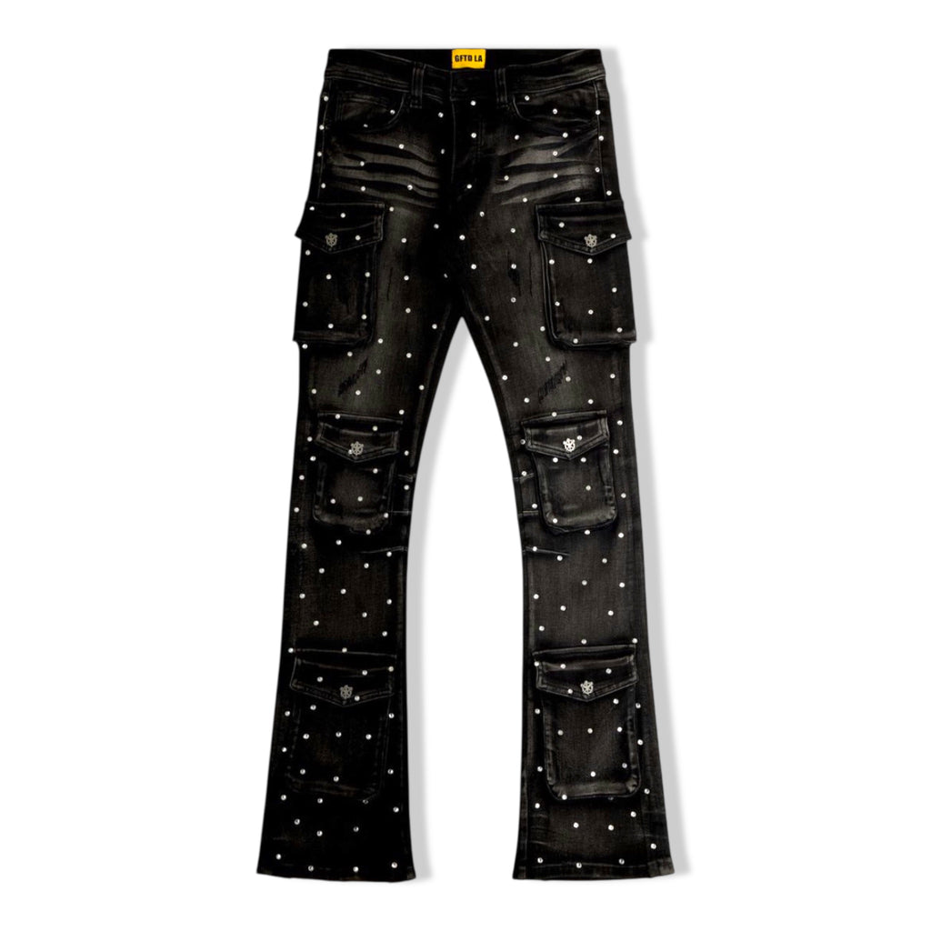 Gftd dagger blk wash bootcut denims