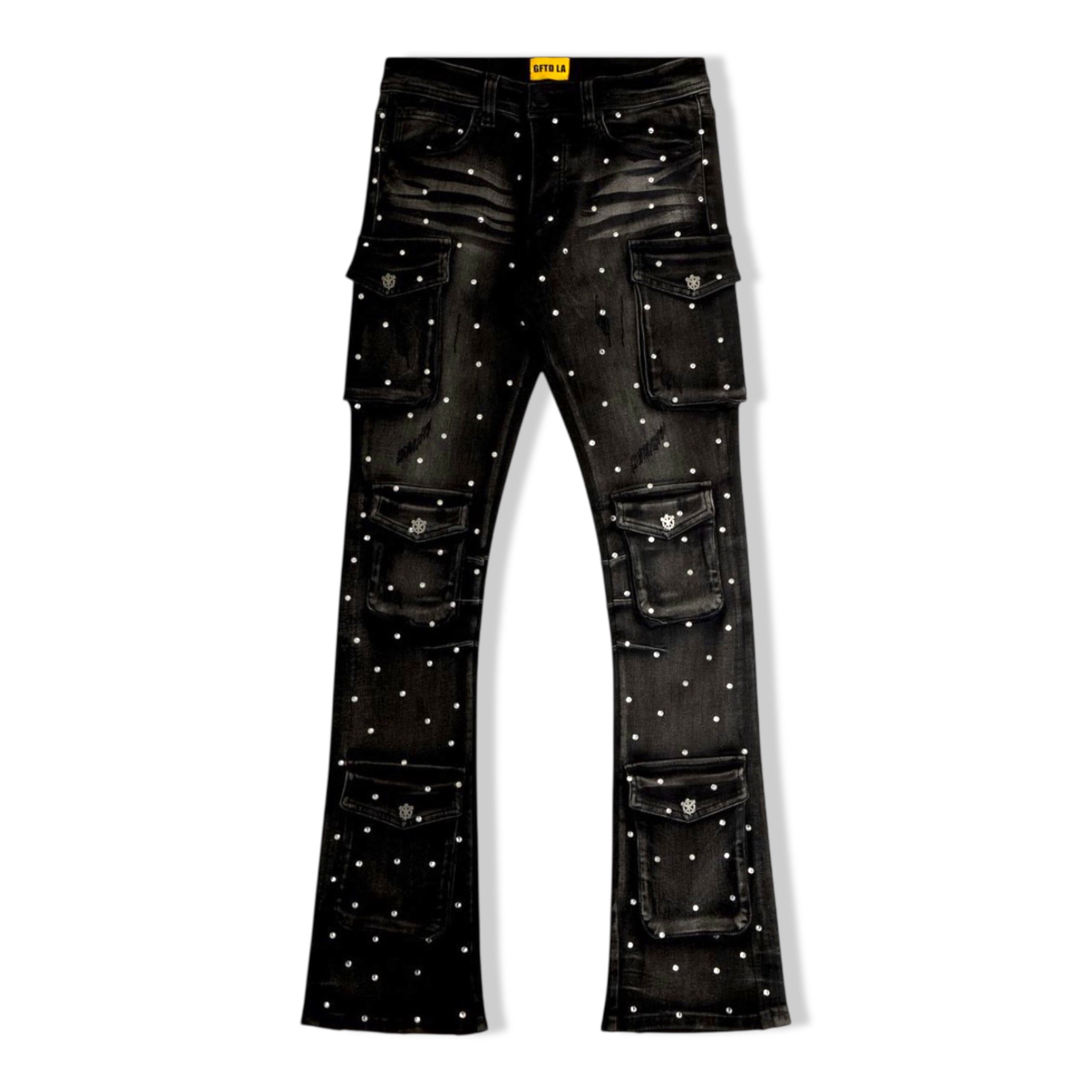 Gftd dagger blk wash bootcut denims