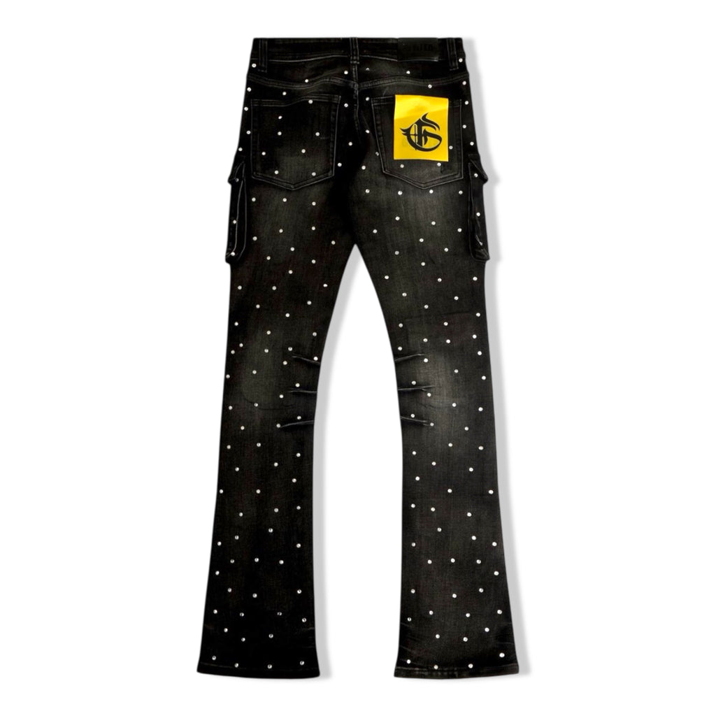 Gftd dagger blk wash bootcut denims