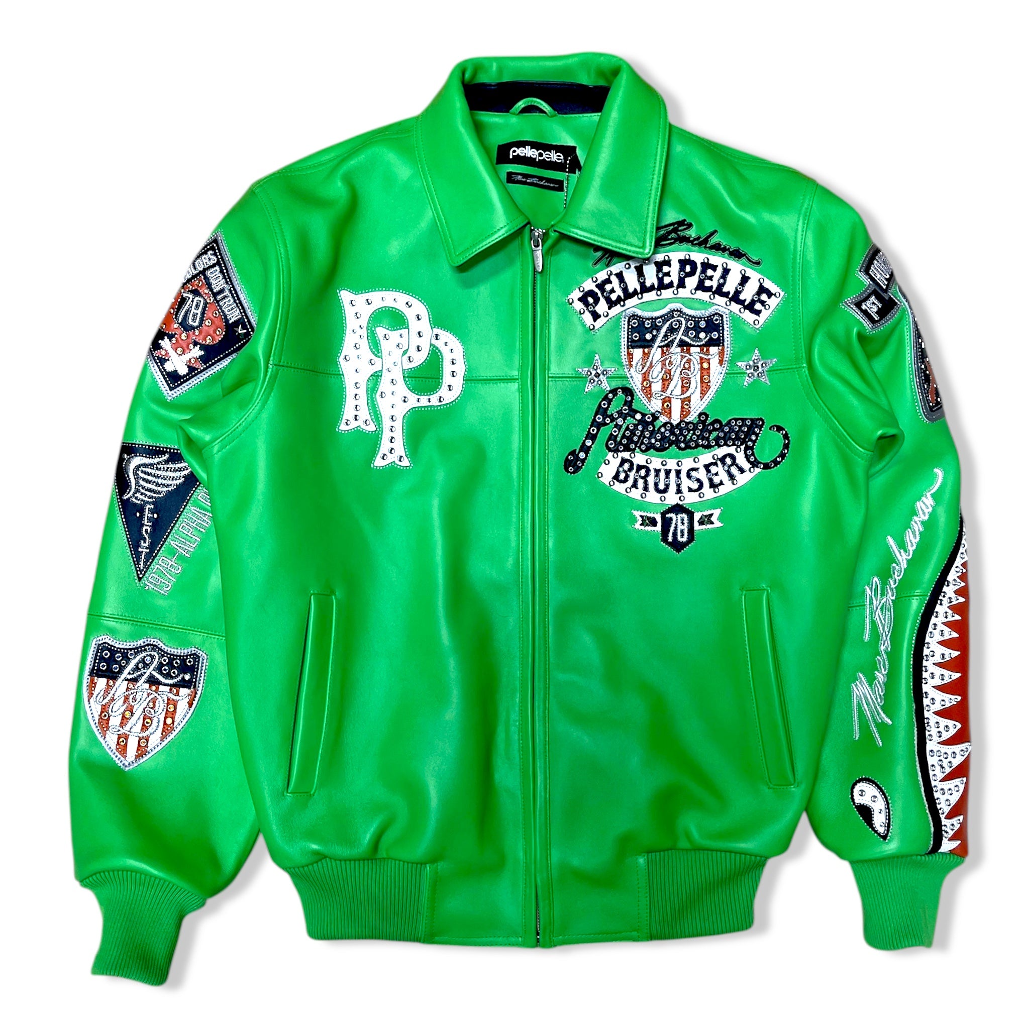 Pelle green bruiser leather jacket