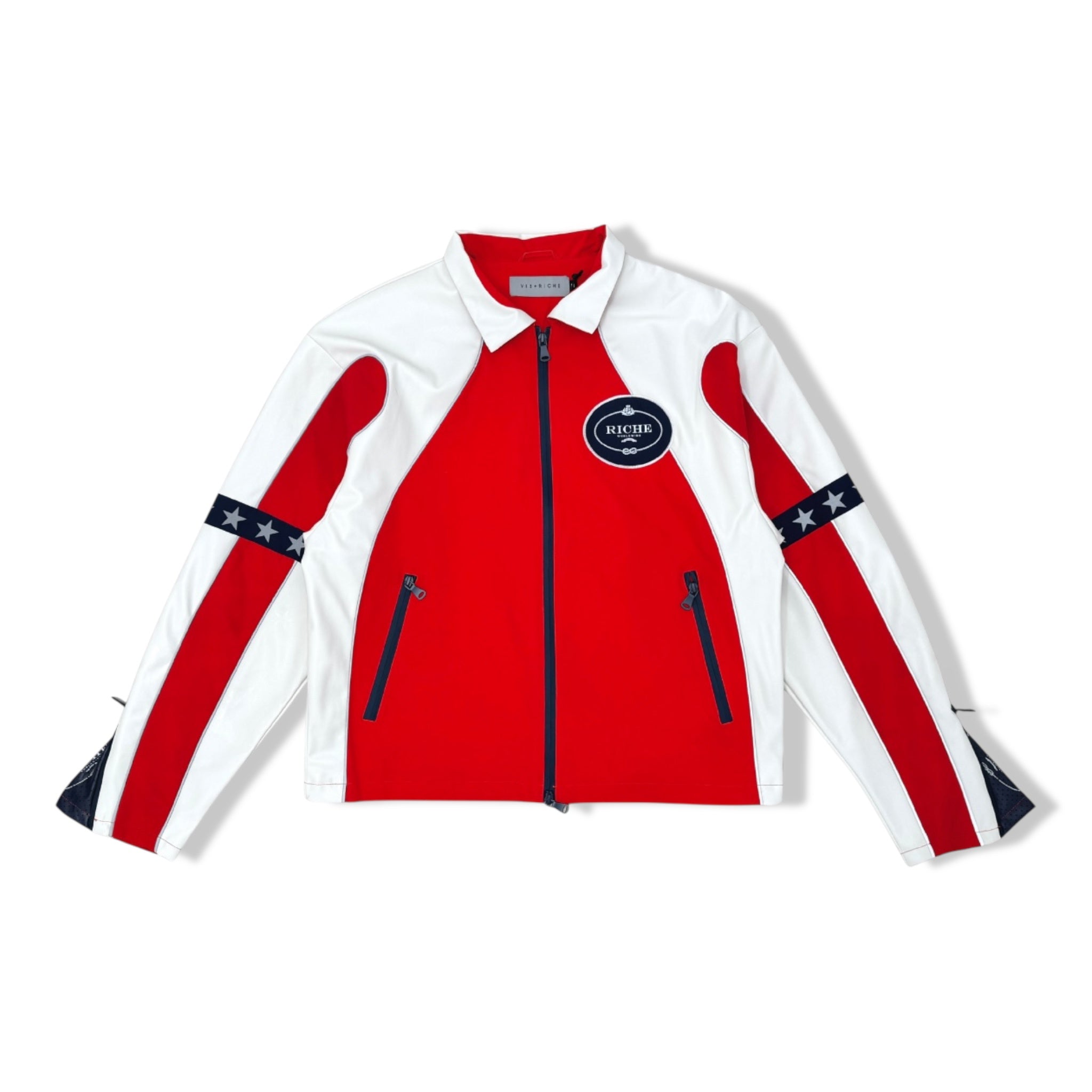 Vieriche red studded nylon jacket