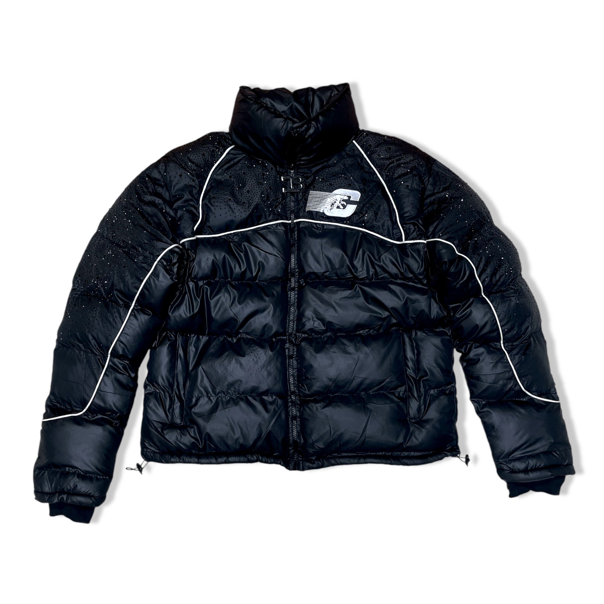 Coke blk studded puffer jacket