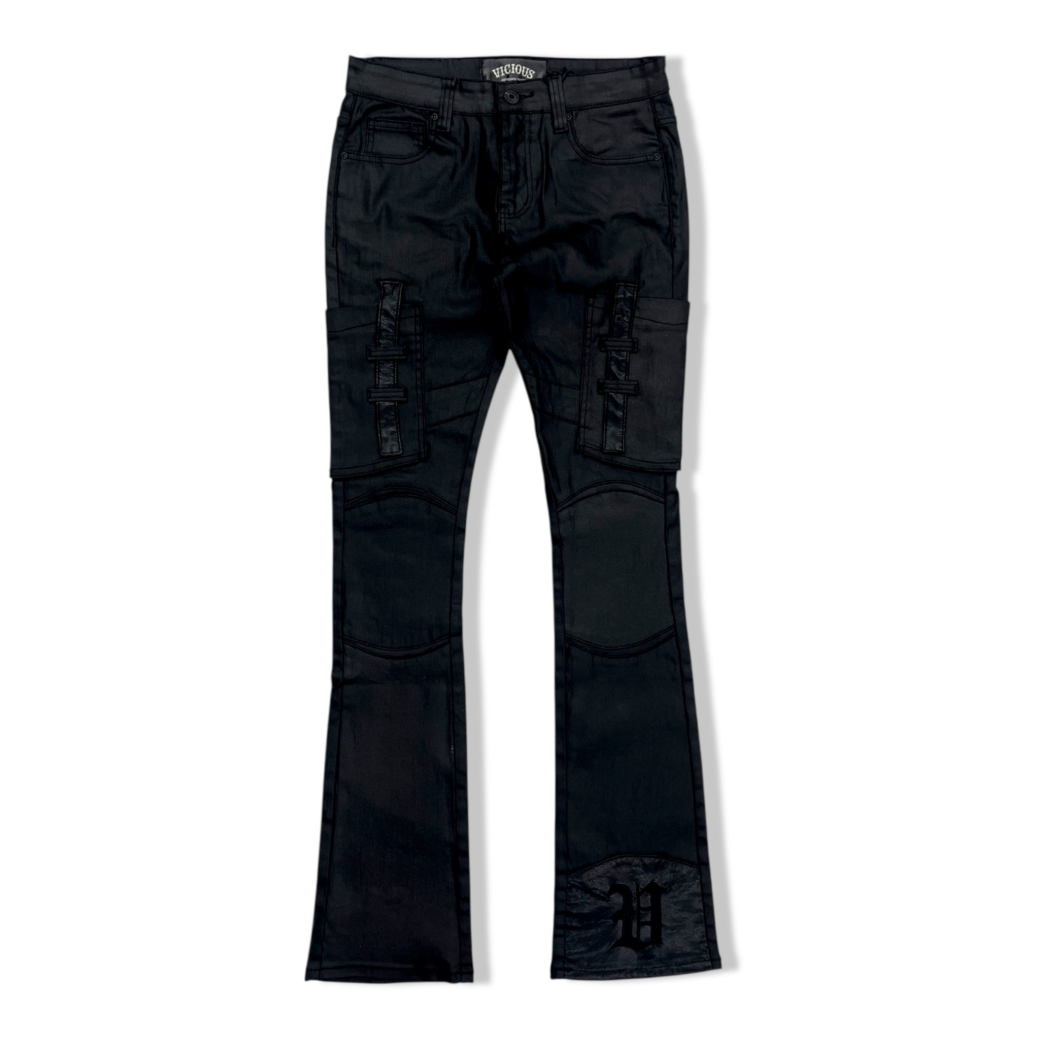 Vicious coated cargo bootcut denims
