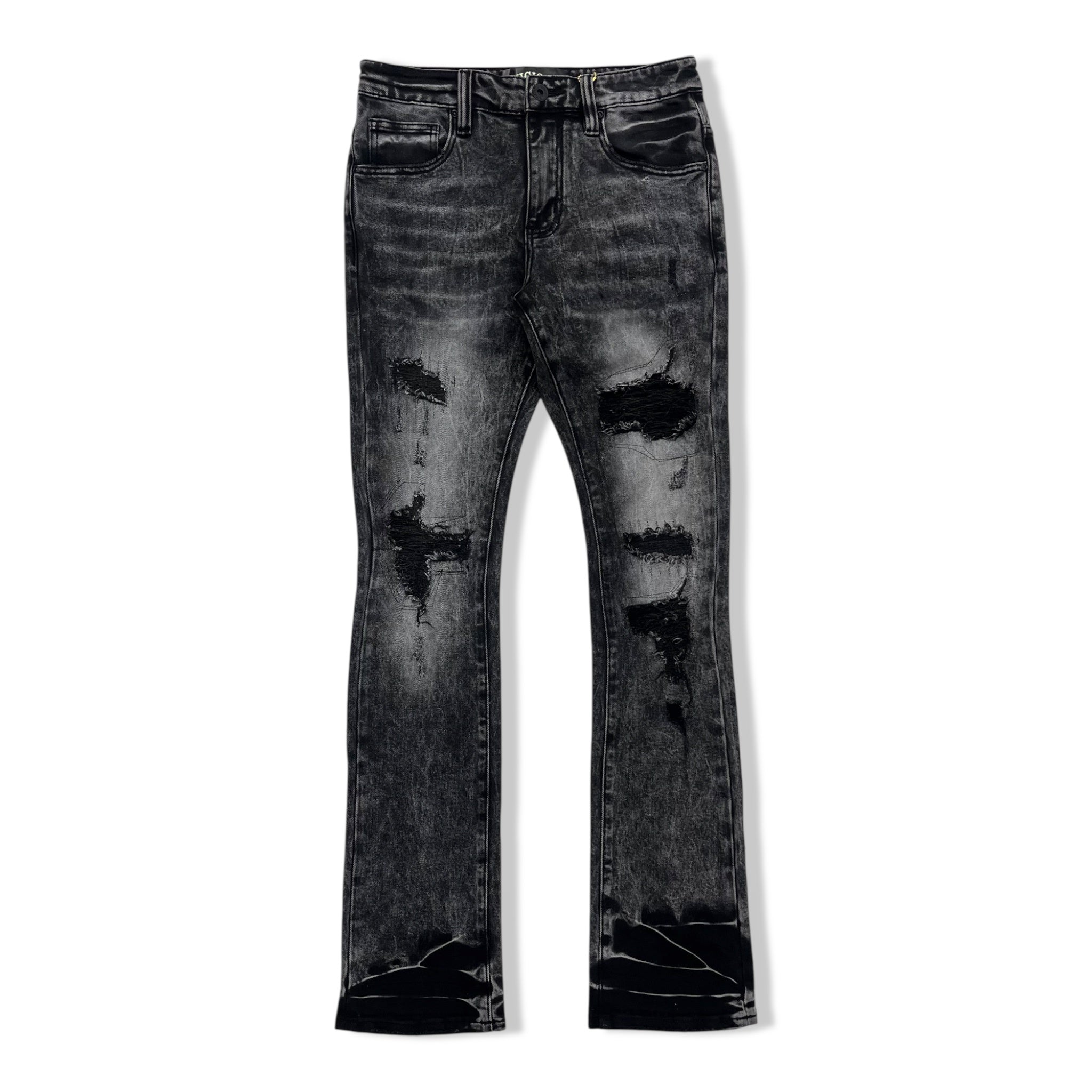 Vicious blk wash bootcut denims