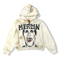Merlins cream moto hoodie