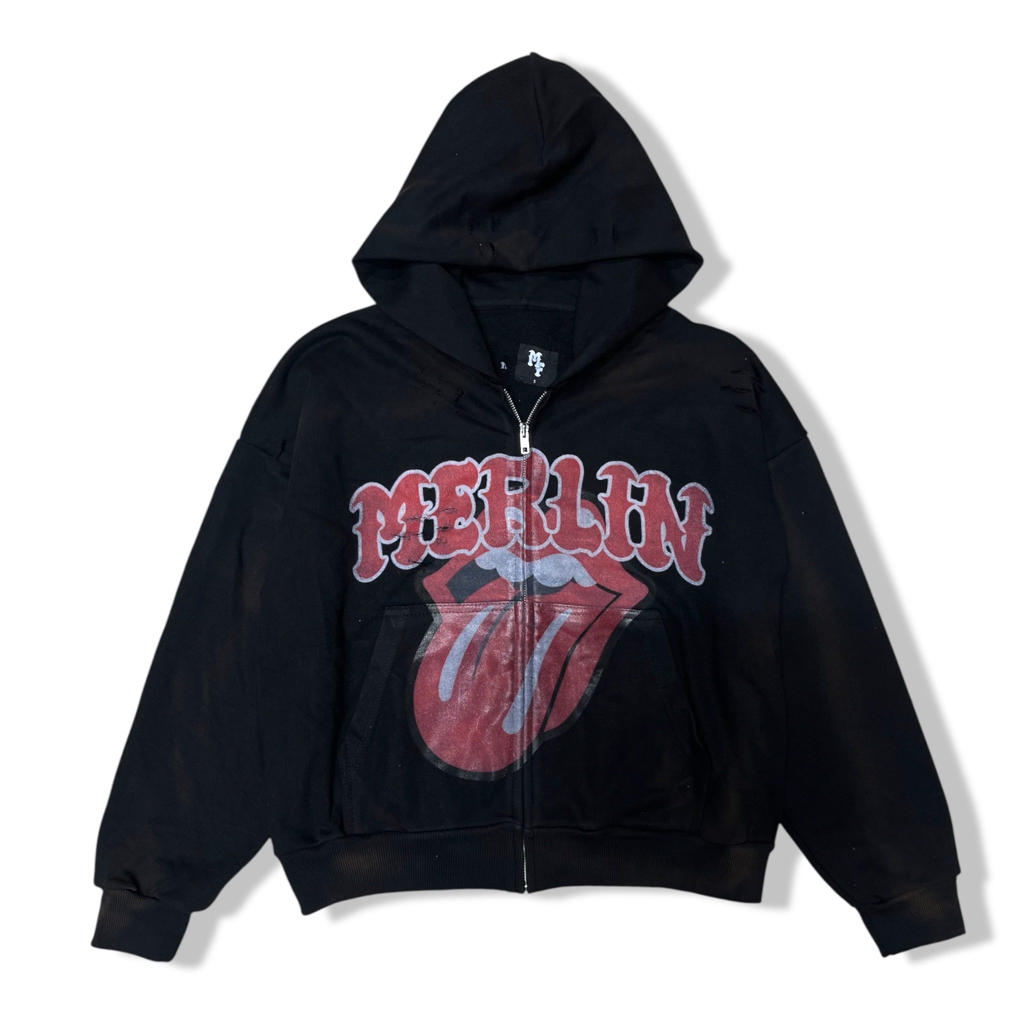 Merlins red rolling stone hoodie