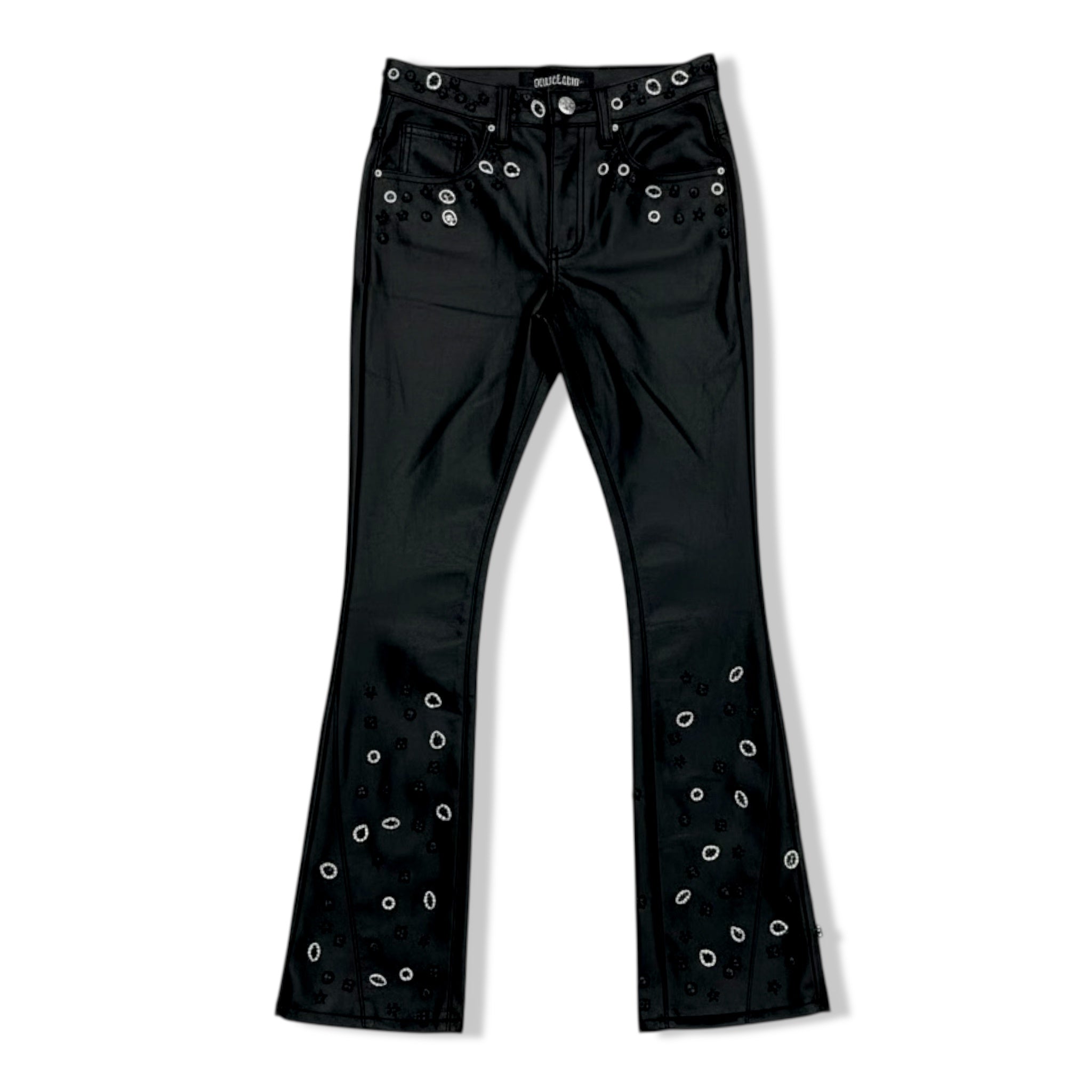 Vicious blk leather bootcut pants
