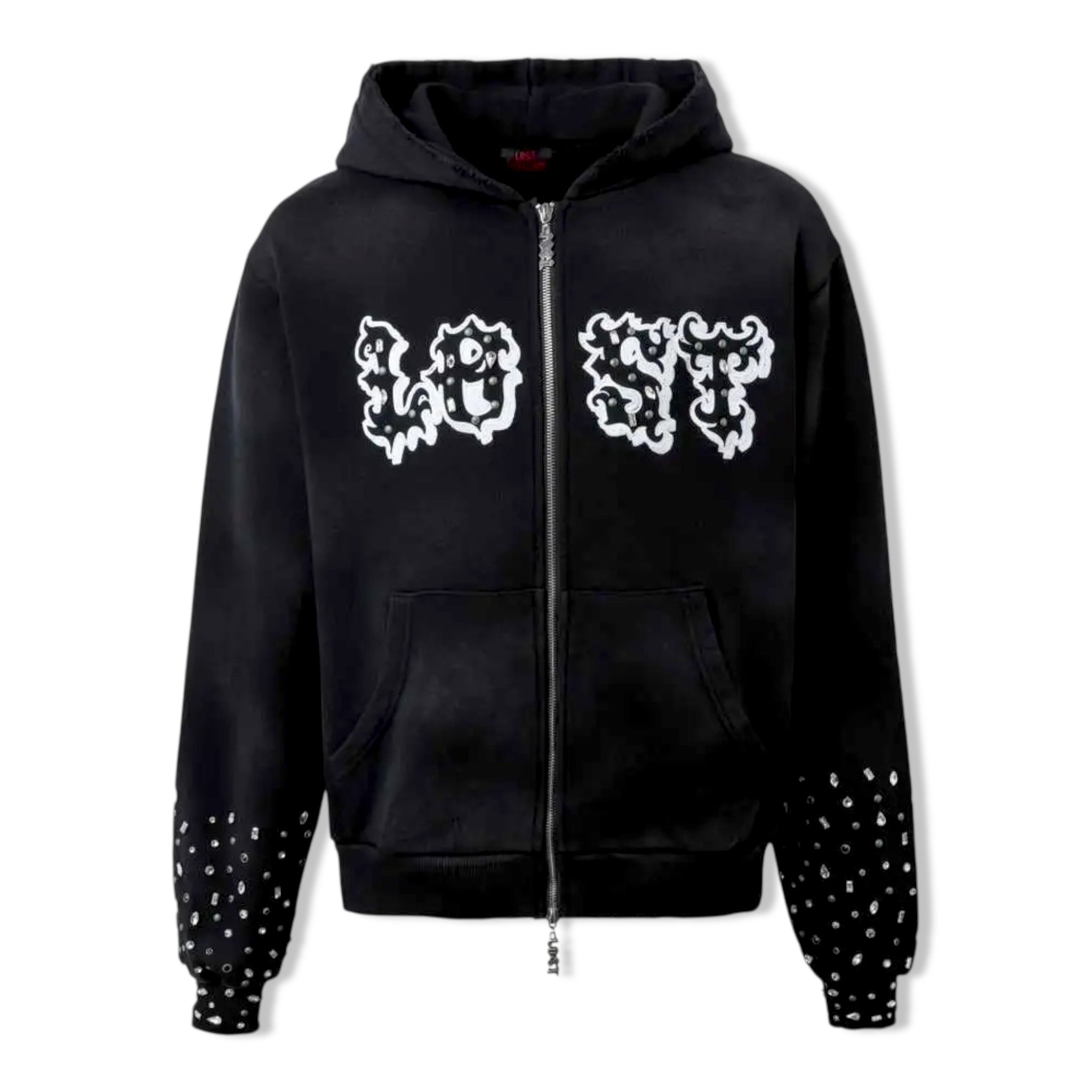 Lostintric wht patched hoodie