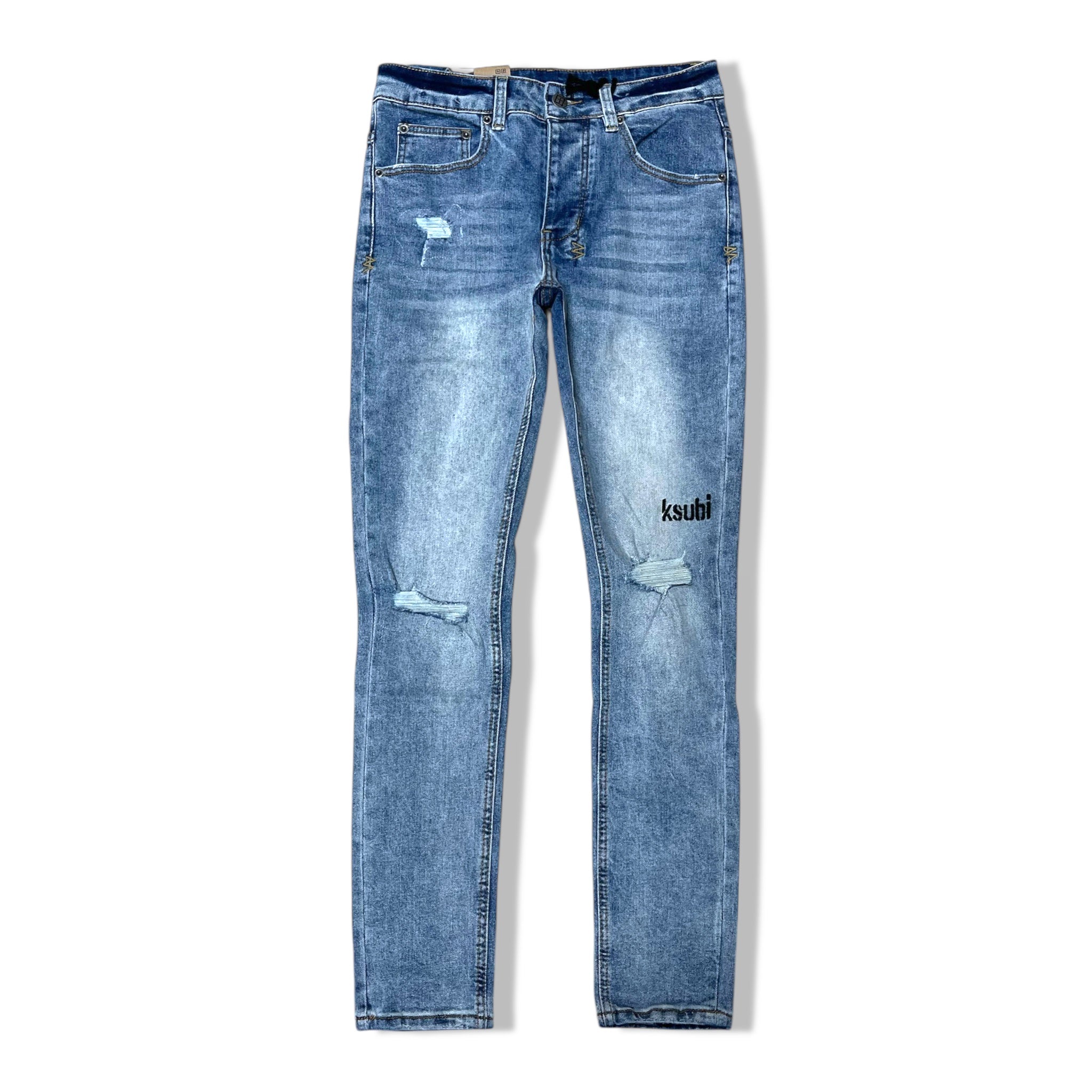 Ksubi blue wash name denims