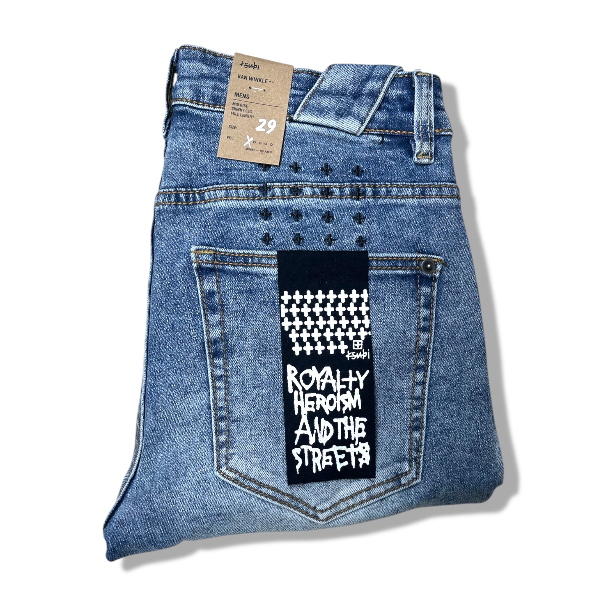 Ksubi blue wash name denims