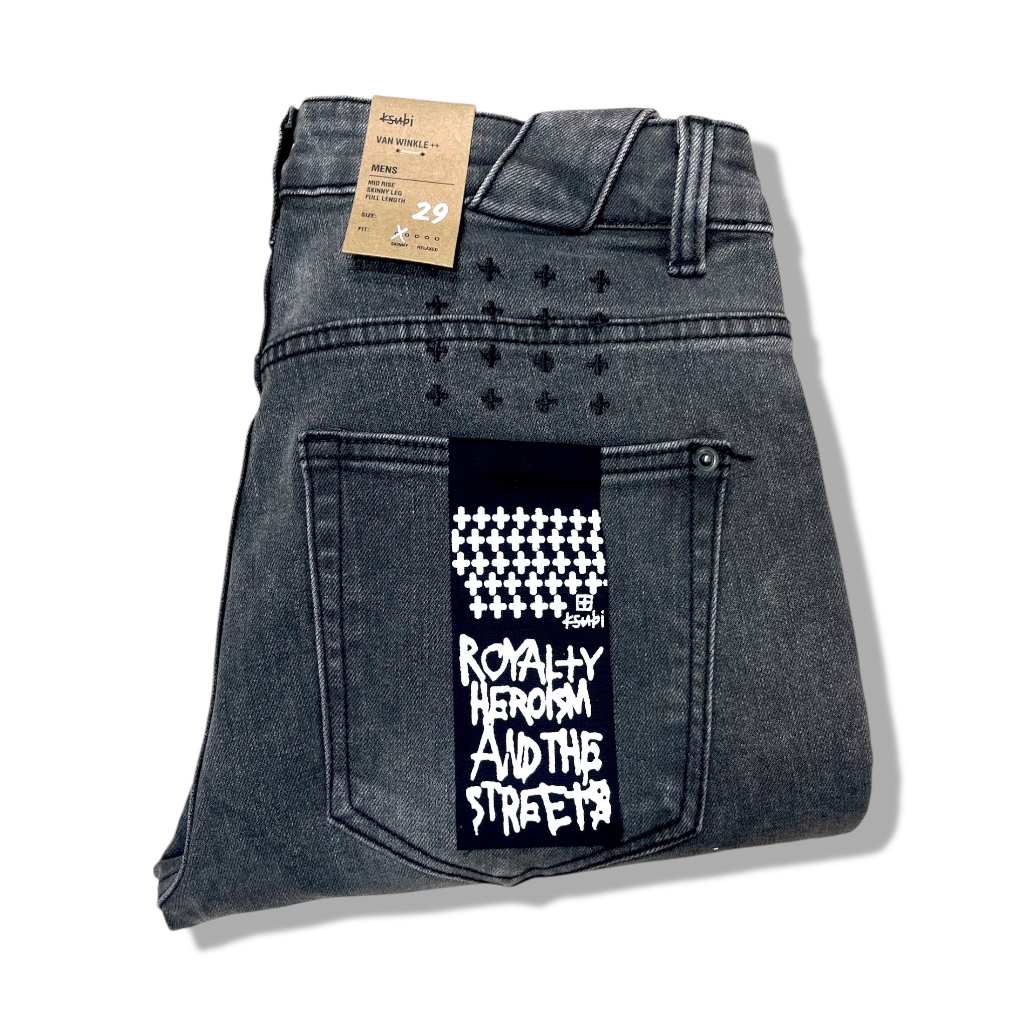Ksubi drk gry wash name denims