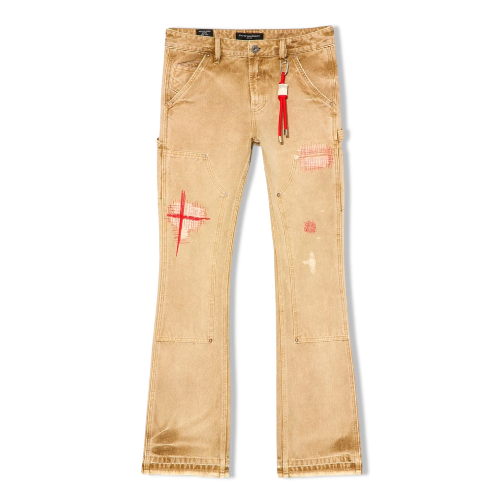 cult khaki canvas bootcut denims