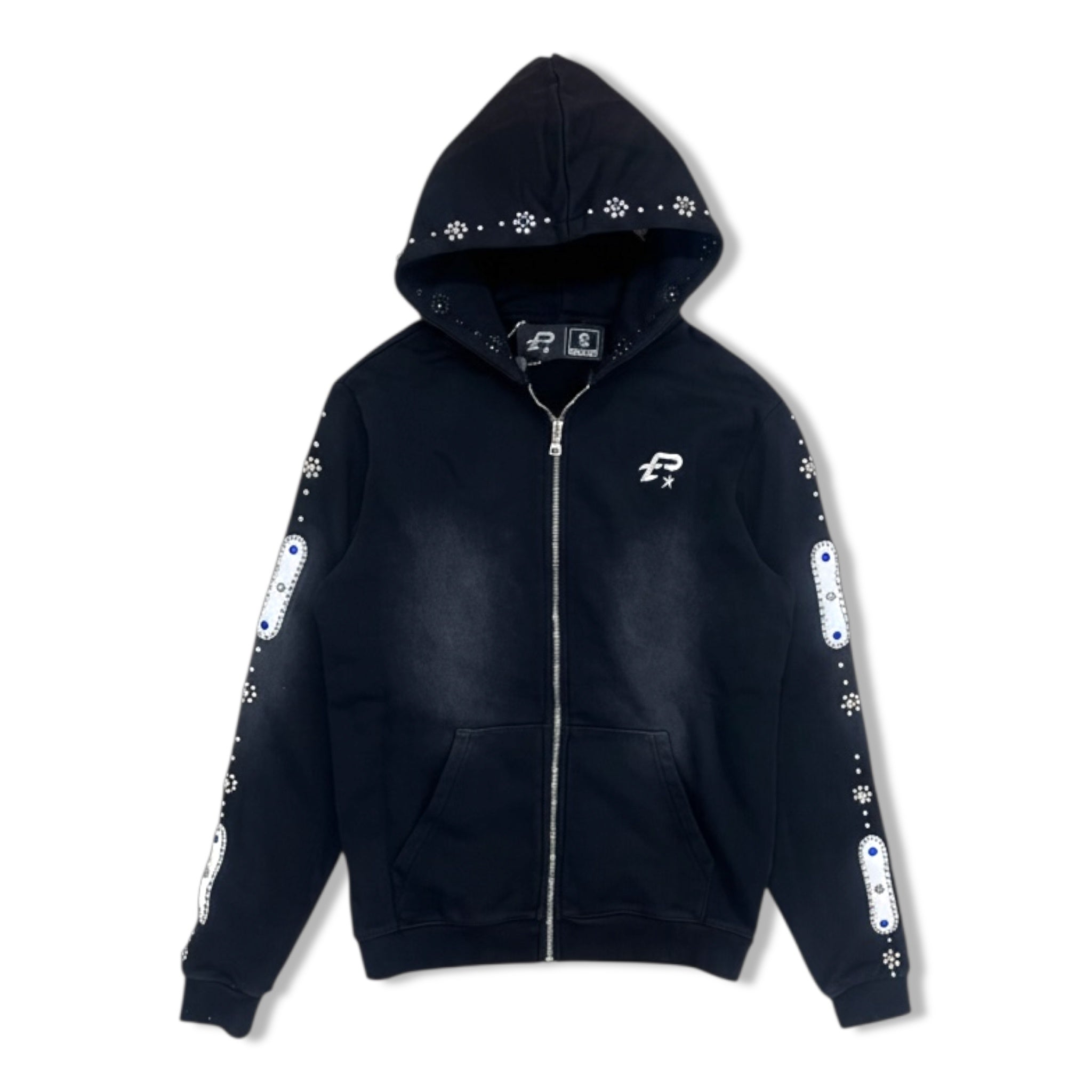 pltx blk stoned hoodie
