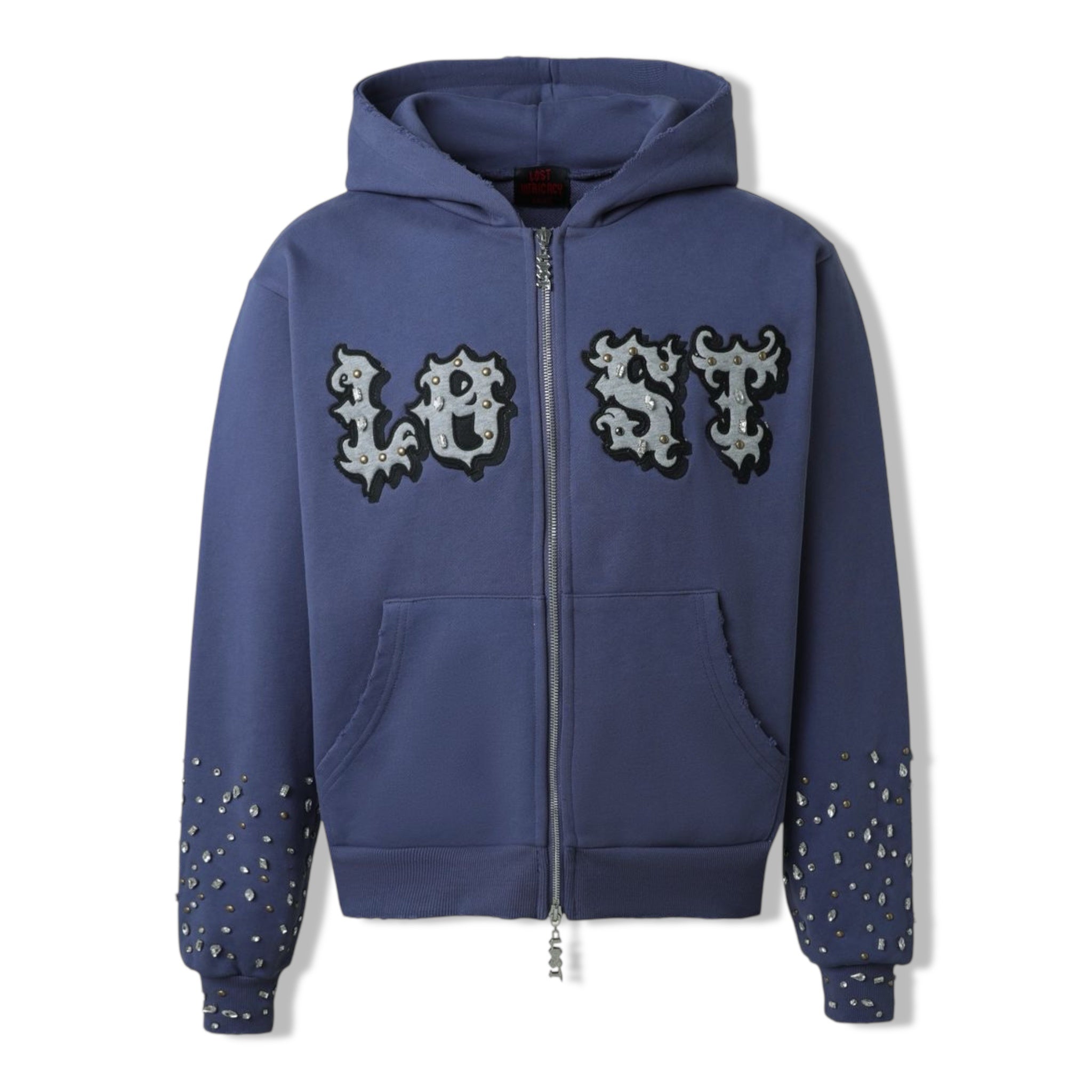 lostintric blu patch hoodie