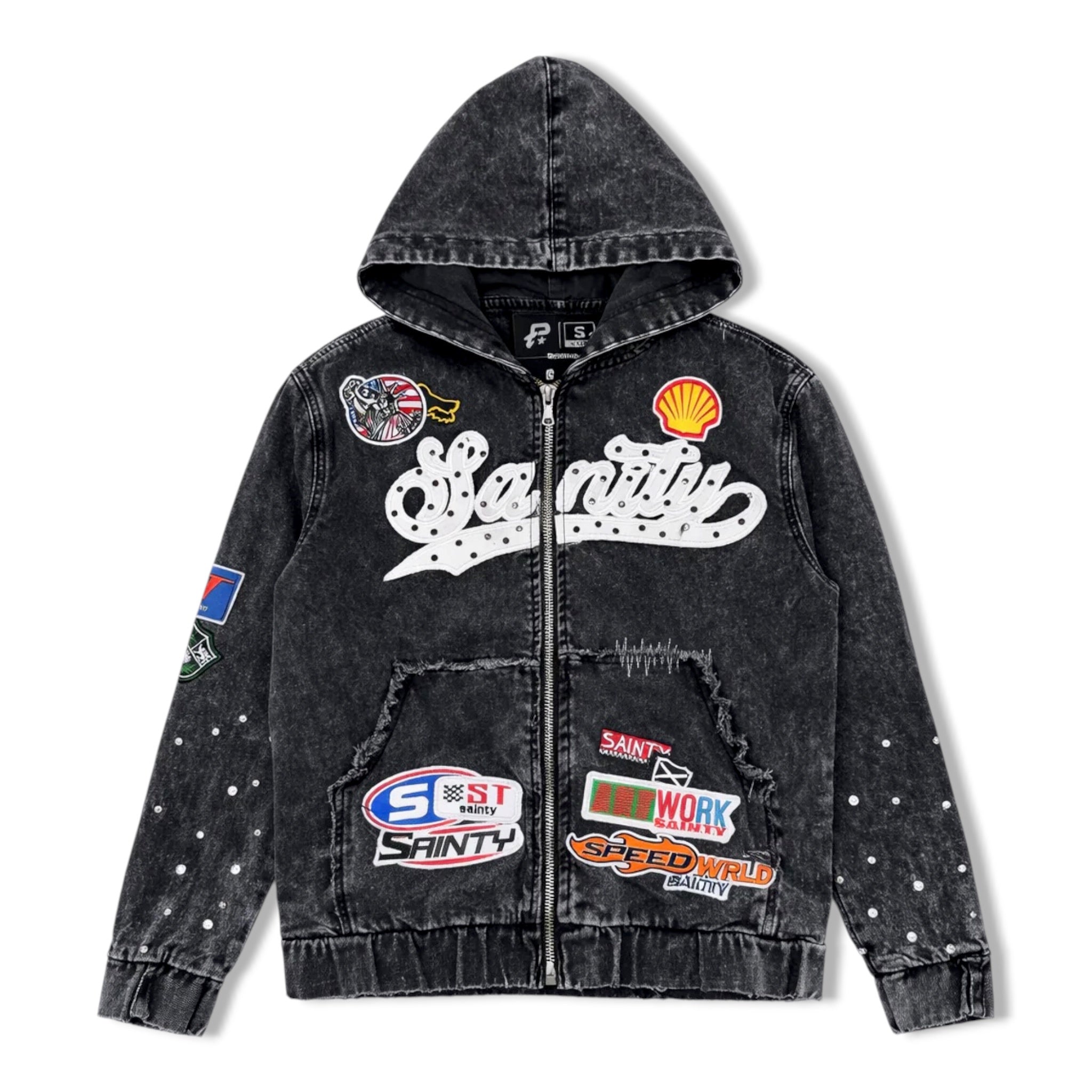 pltx blk sanity denim jacket